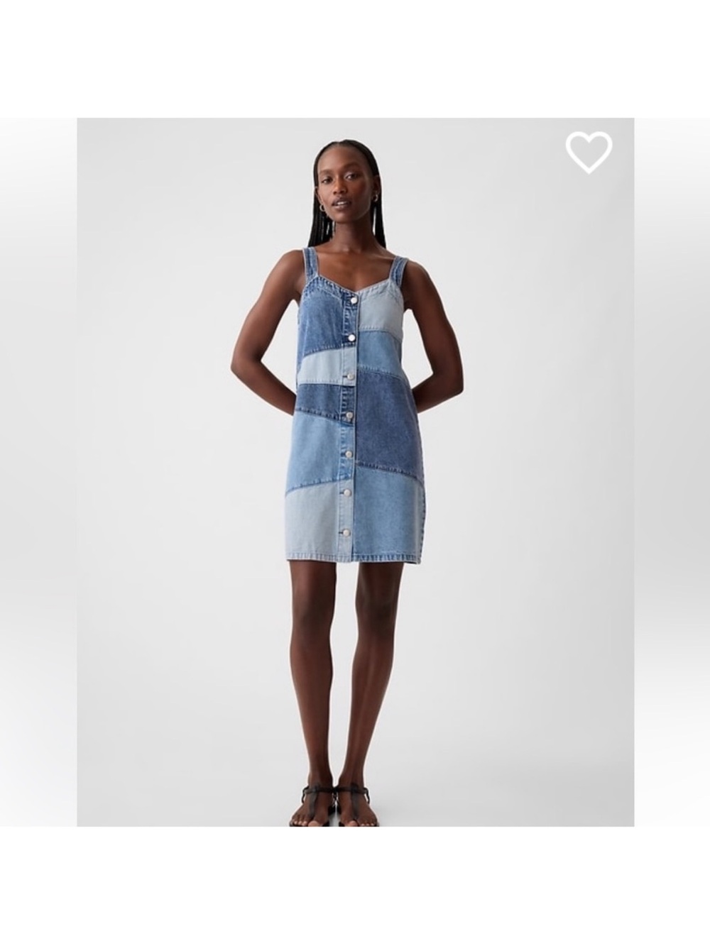 Gap Patchwork Denim Button-Front Mini Dress - Blue XS